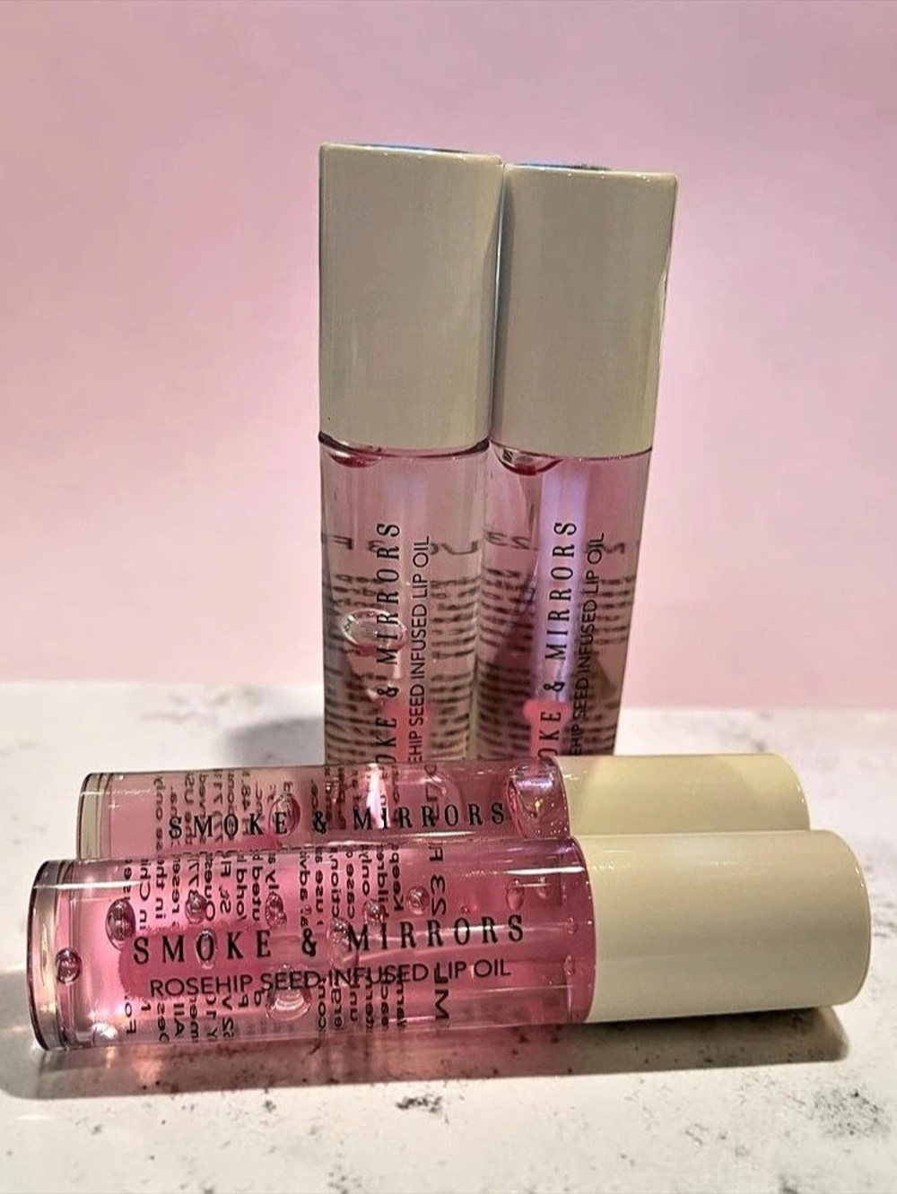Smoke & Mirrors Rosehip Seed Infused Lip Oil Pink Set